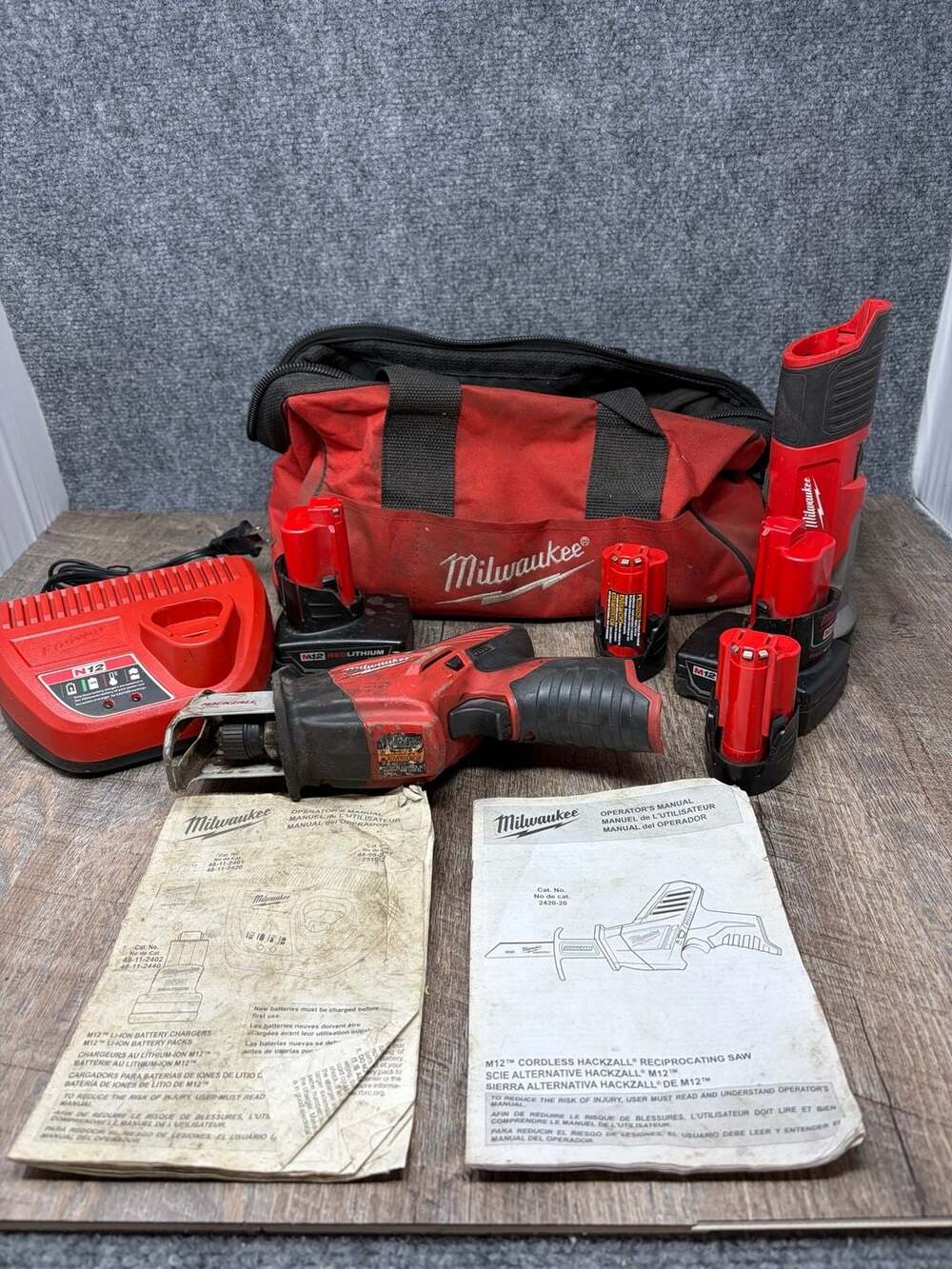 Milwaukee M12 Cordless Hackzall Saw and Light Combo with 4 Batteries,Charger,Bag